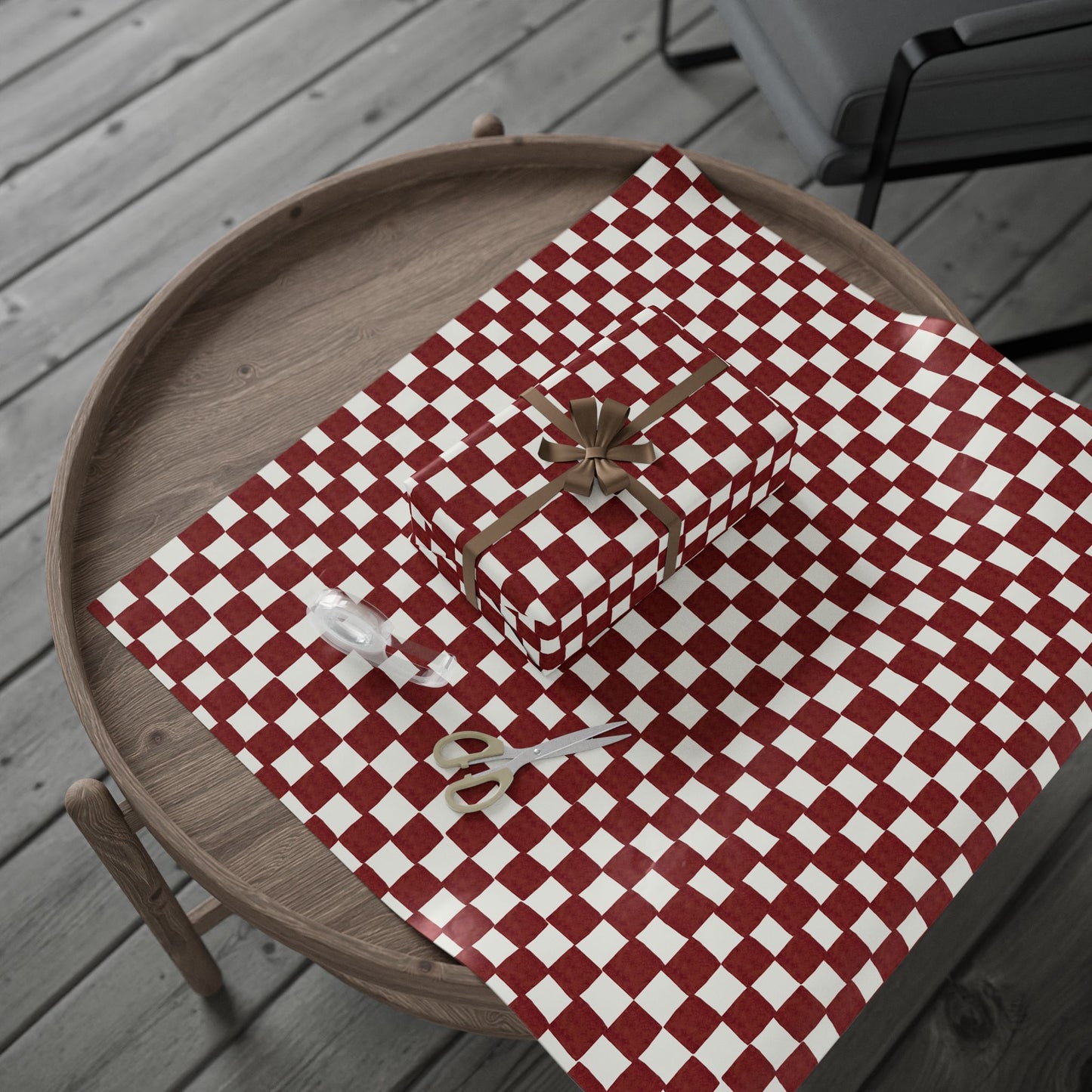 Red Checkered Wrapping Paper Roll
