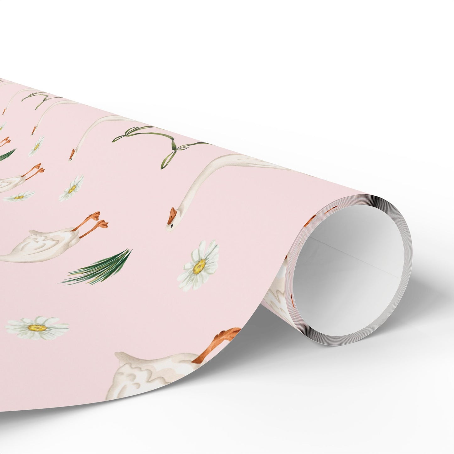 Pink Goose Wrapping Paper Roll, Baby Shower Wrapping Paper, Birthday Gift Wrap, Gift Wrap for Her