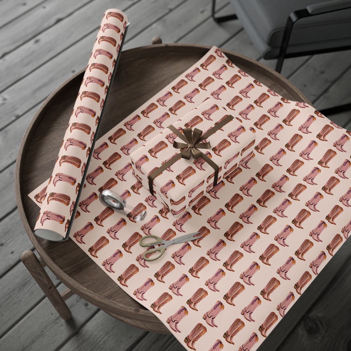Sand Cowboy Boots Wrapping Paper, Preppy Wrapping Paper Roll