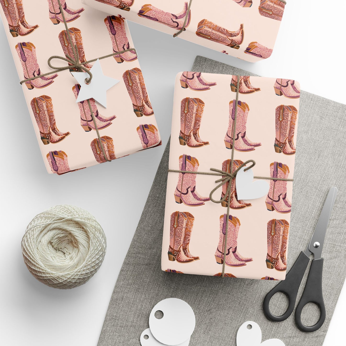 Sand Cowboy Boots Wrapping Paper, Preppy Wrapping Paper Roll