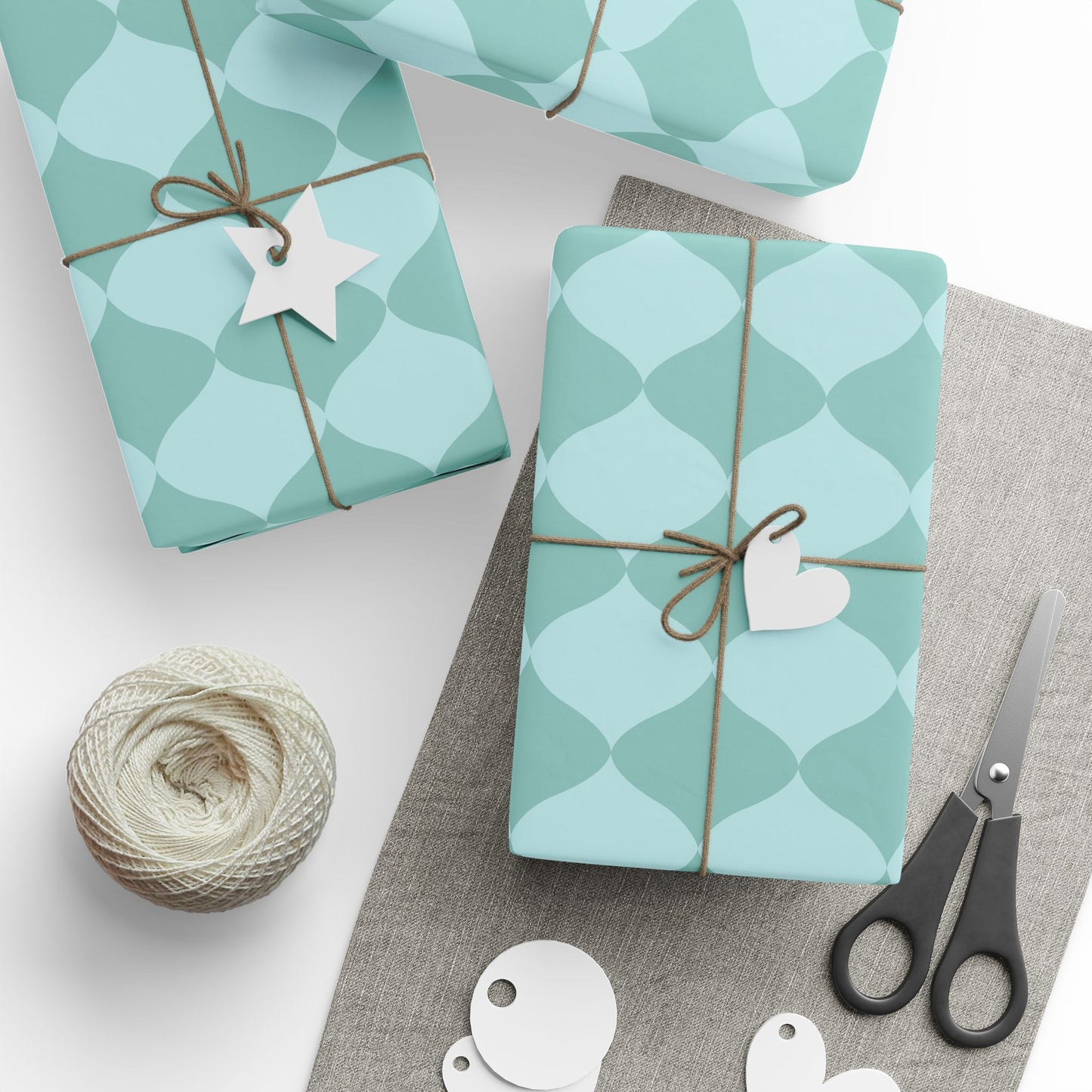 Turquoise Geometric Wrapping Paper Roll