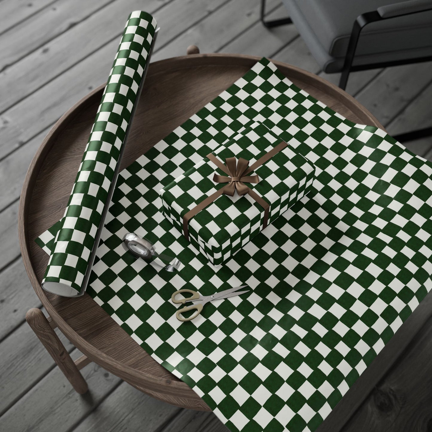 Green Checkered Wrapping Paper Roll