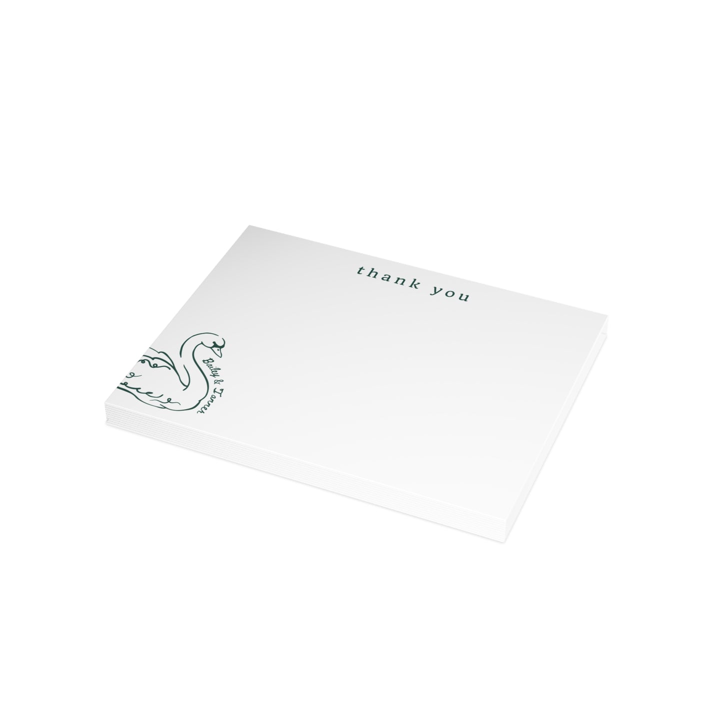 Swan Thank You Stationery with Envelopes, Custom Couple's Notecard Set, Engagement Gift, Bride to Be Thank You Cards