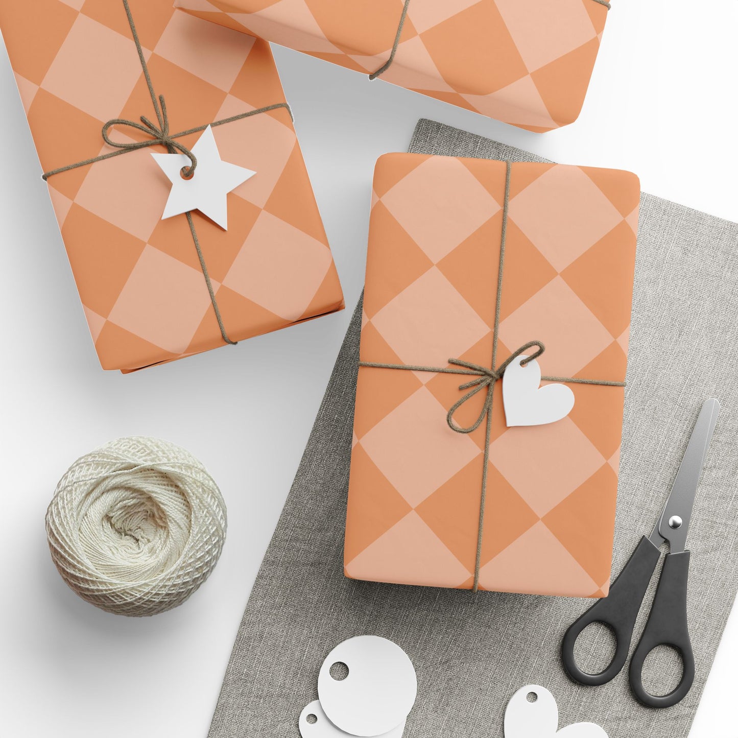 Orange Diamond Checkered Wrapping Paper Roll