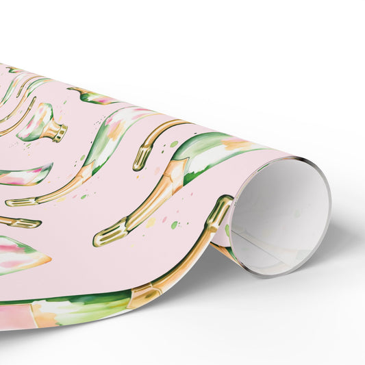 Watercolor Champagne Bottle Wrapping Paper Roll