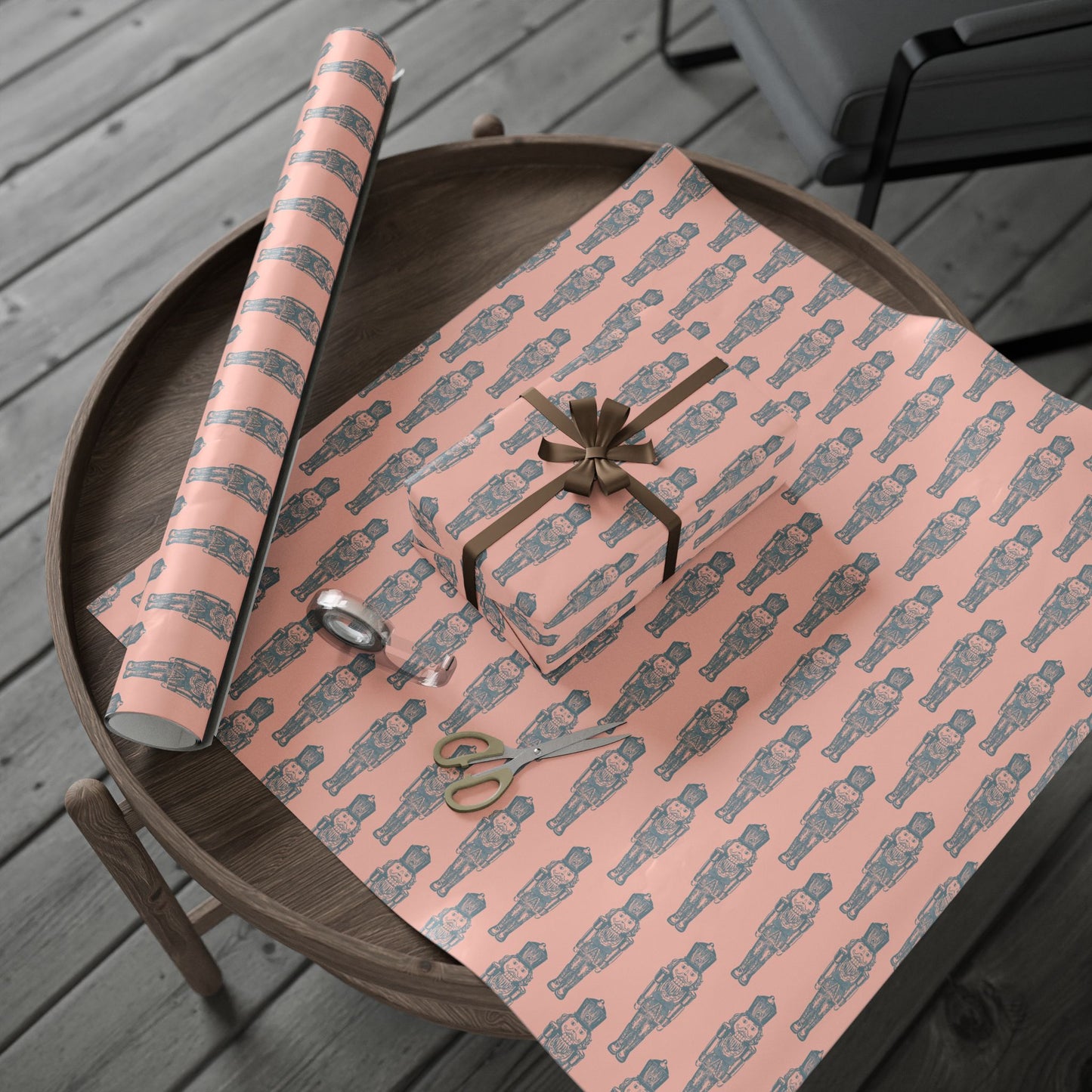 Coral & Blue Nutcracker Wrapping Paper