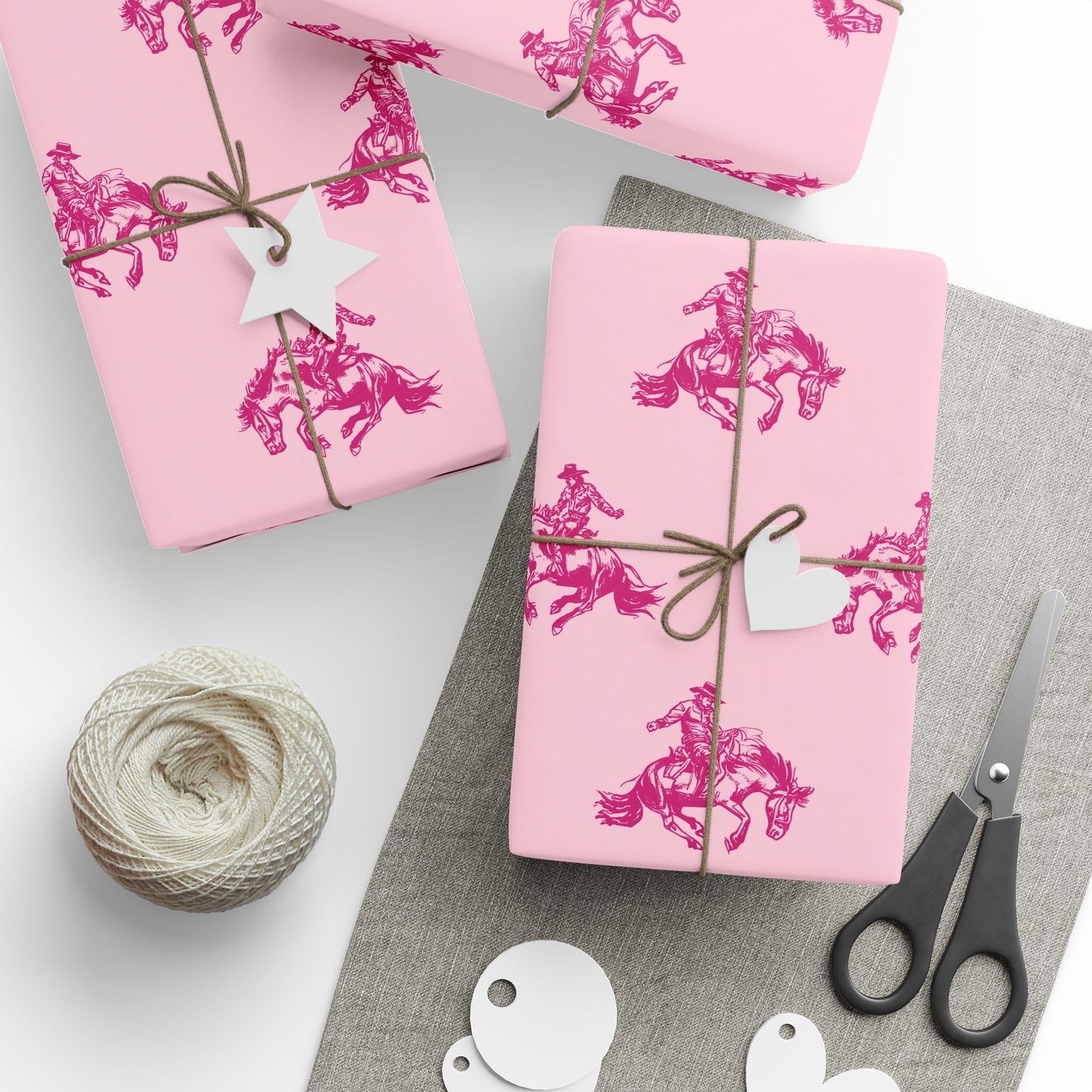 Pink Rodeo Cowboy Western Wrapping Paper Roll