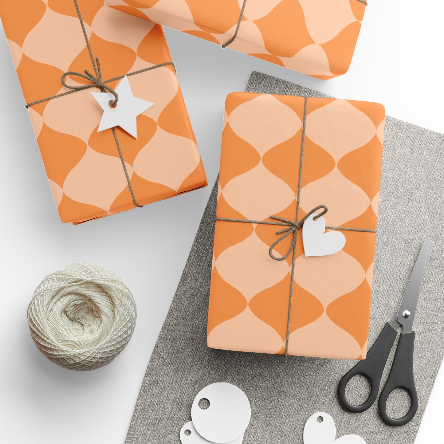 Tangerine Geometric Wrapping Paper Roll