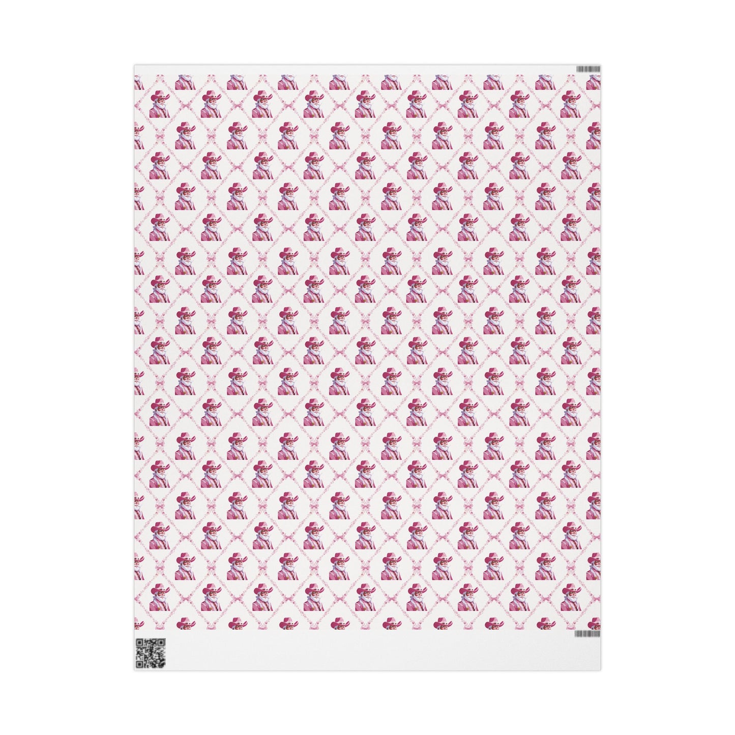 White Cowboy Santa Trellis Wrapping Paper Roll
