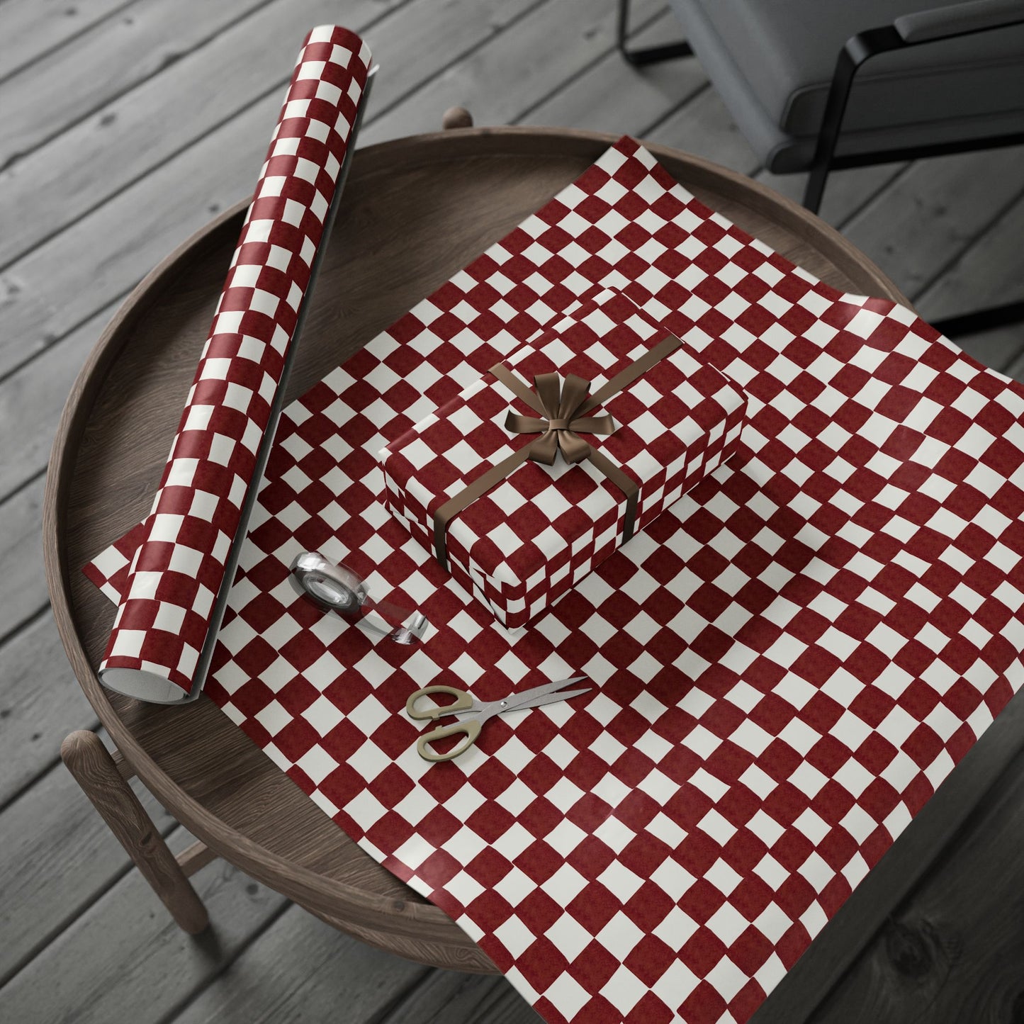 Red Checkered Wrapping Paper Roll