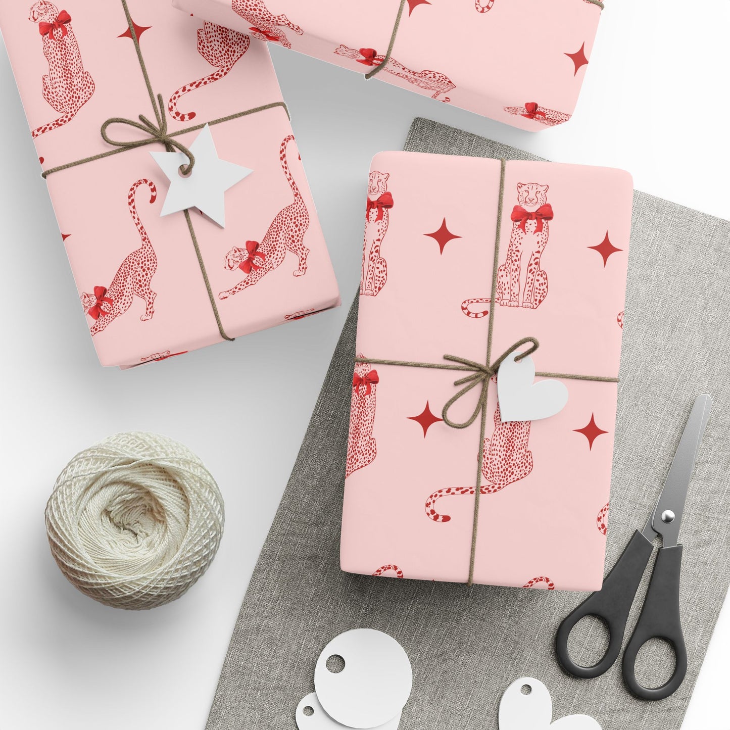 Leopards in Bows Personalized Wrapping Paper Roll