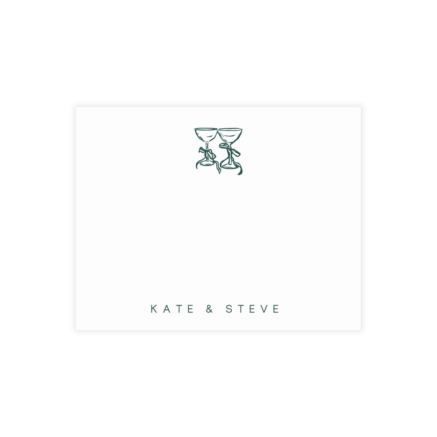 Green Coquette Glasses Couple Stationery Set on Uncoated Matte Paper
