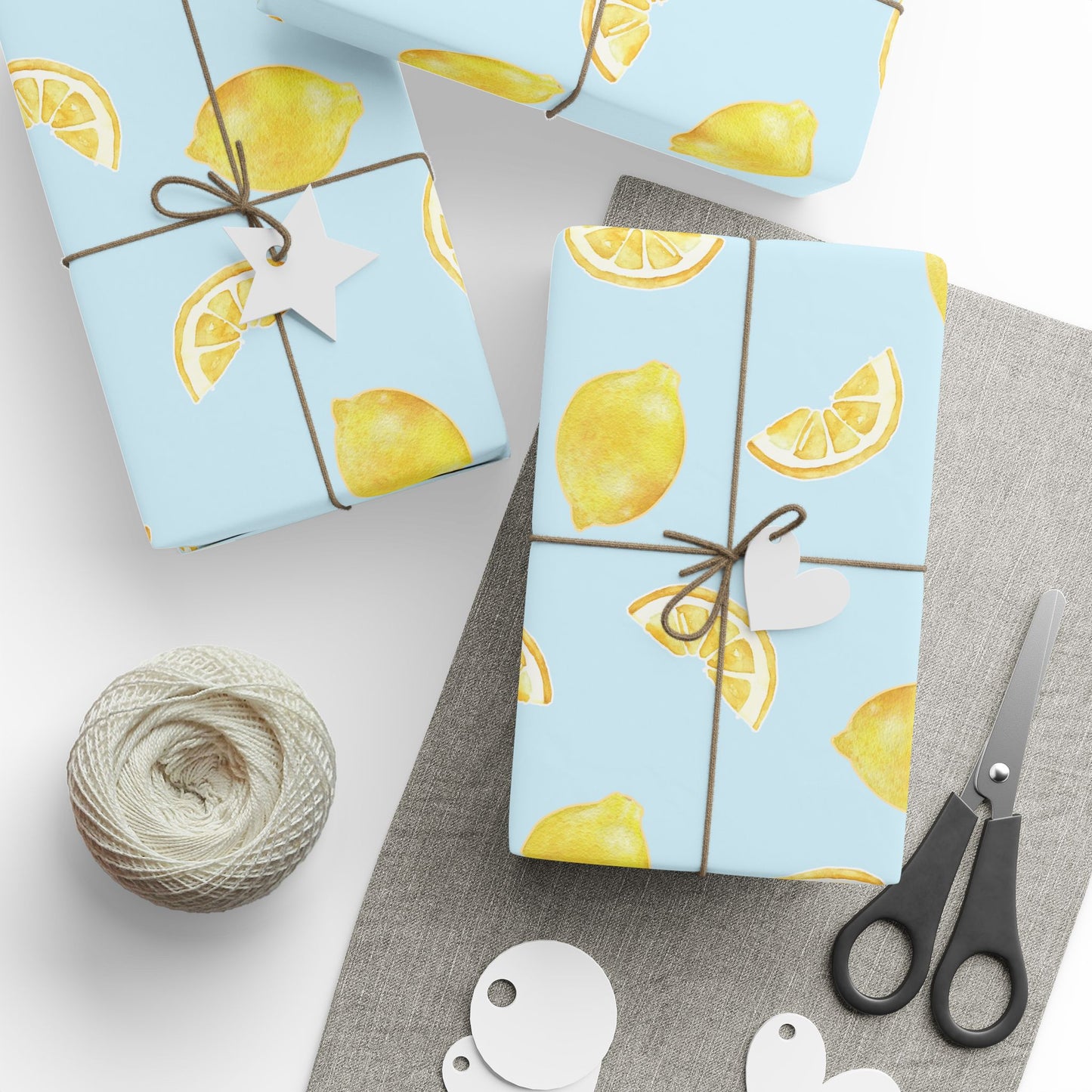 Light Blue Lemon Wrapping Paper