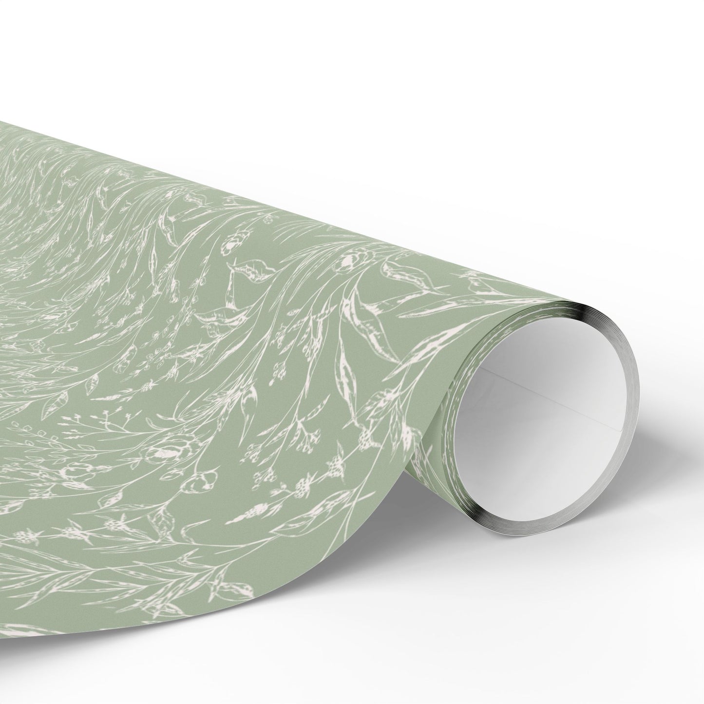 Sage Floral Wrapping Paper Roll