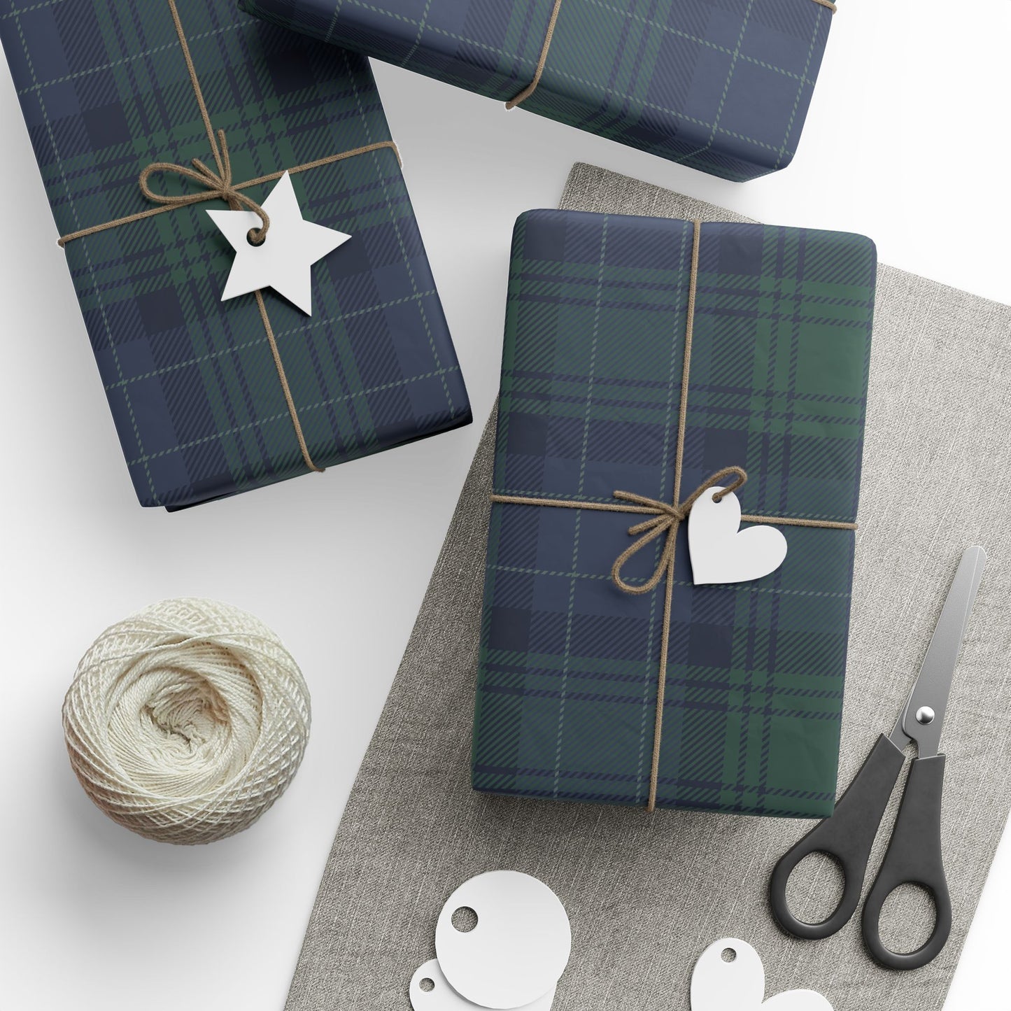 Blue & Green Plaid Wrapping Paper Roll