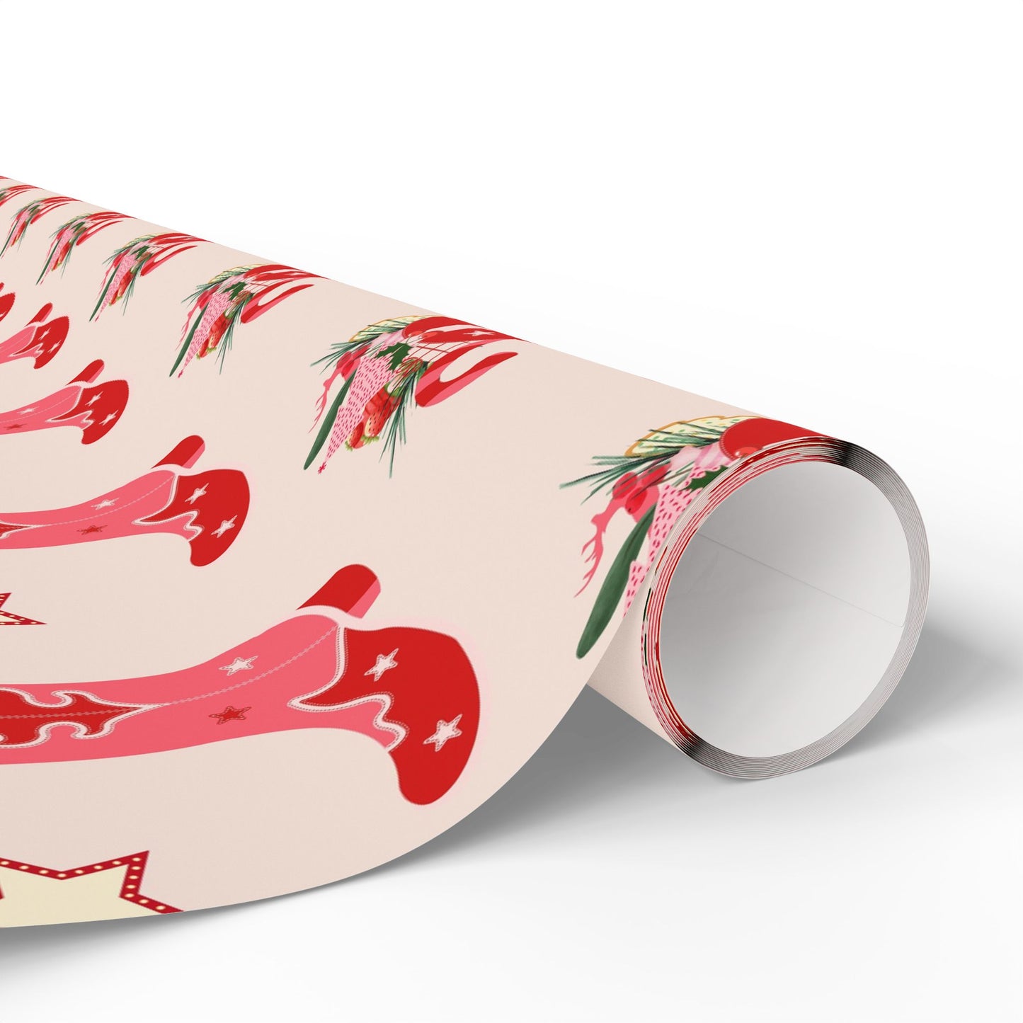 Christmas Cowgirl Boot Wrapping Paper Roll