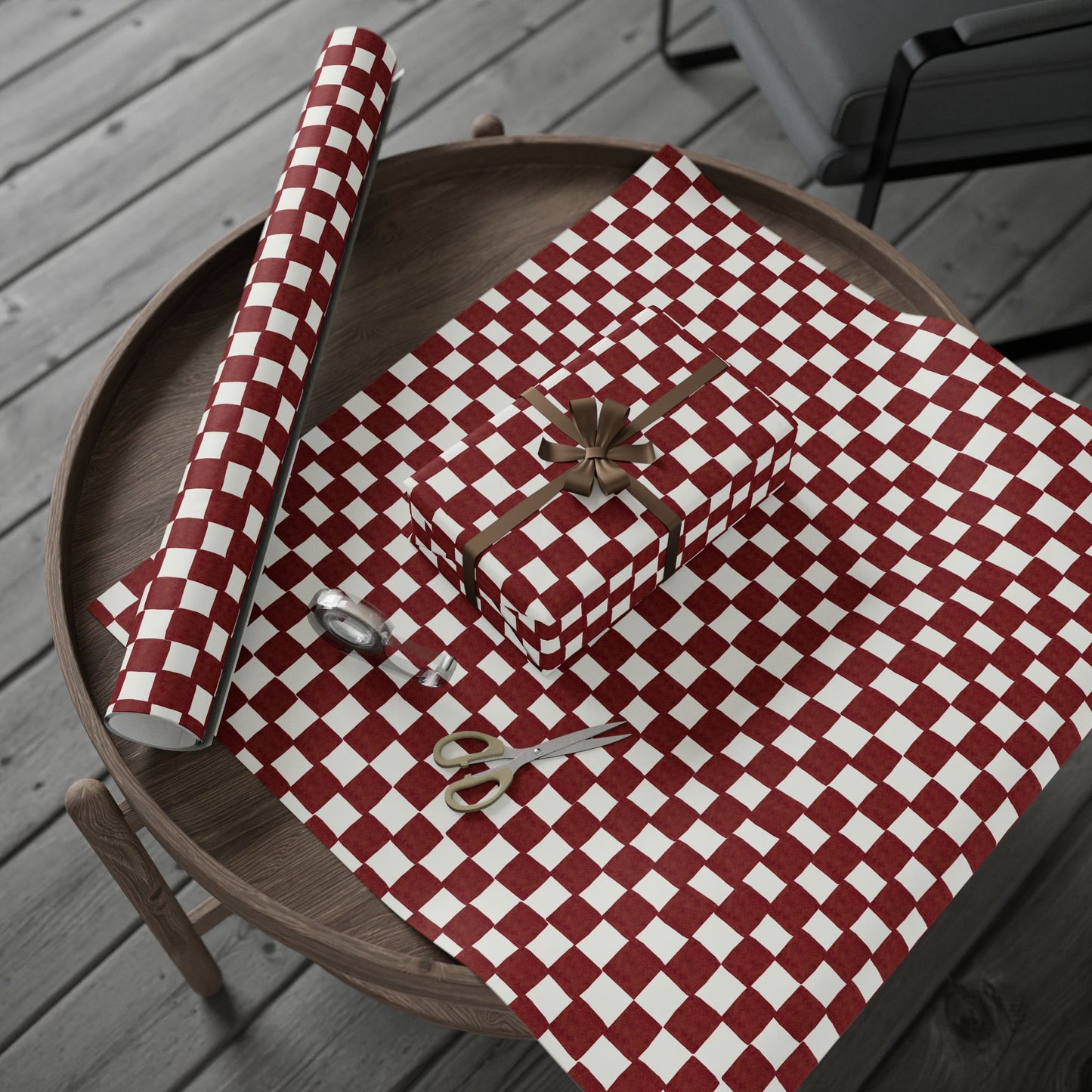 Red Checkered Wrapping Paper Roll