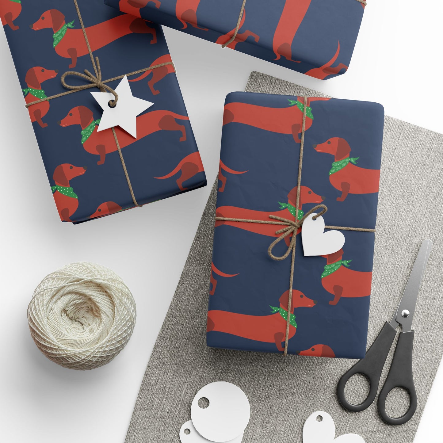 Weenie Dog With Bandana's Funny Wrapping Paper, Father's Day Wrapping Paper, Gift Wrap For Him