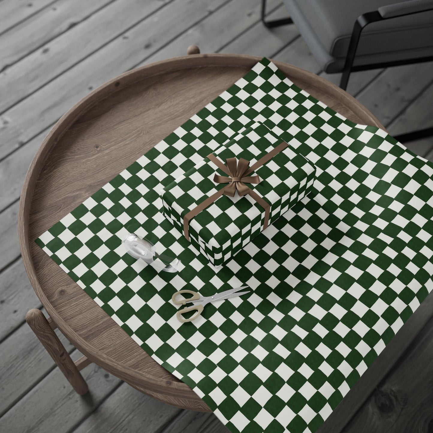 Green Checkered Wrapping Paper Roll