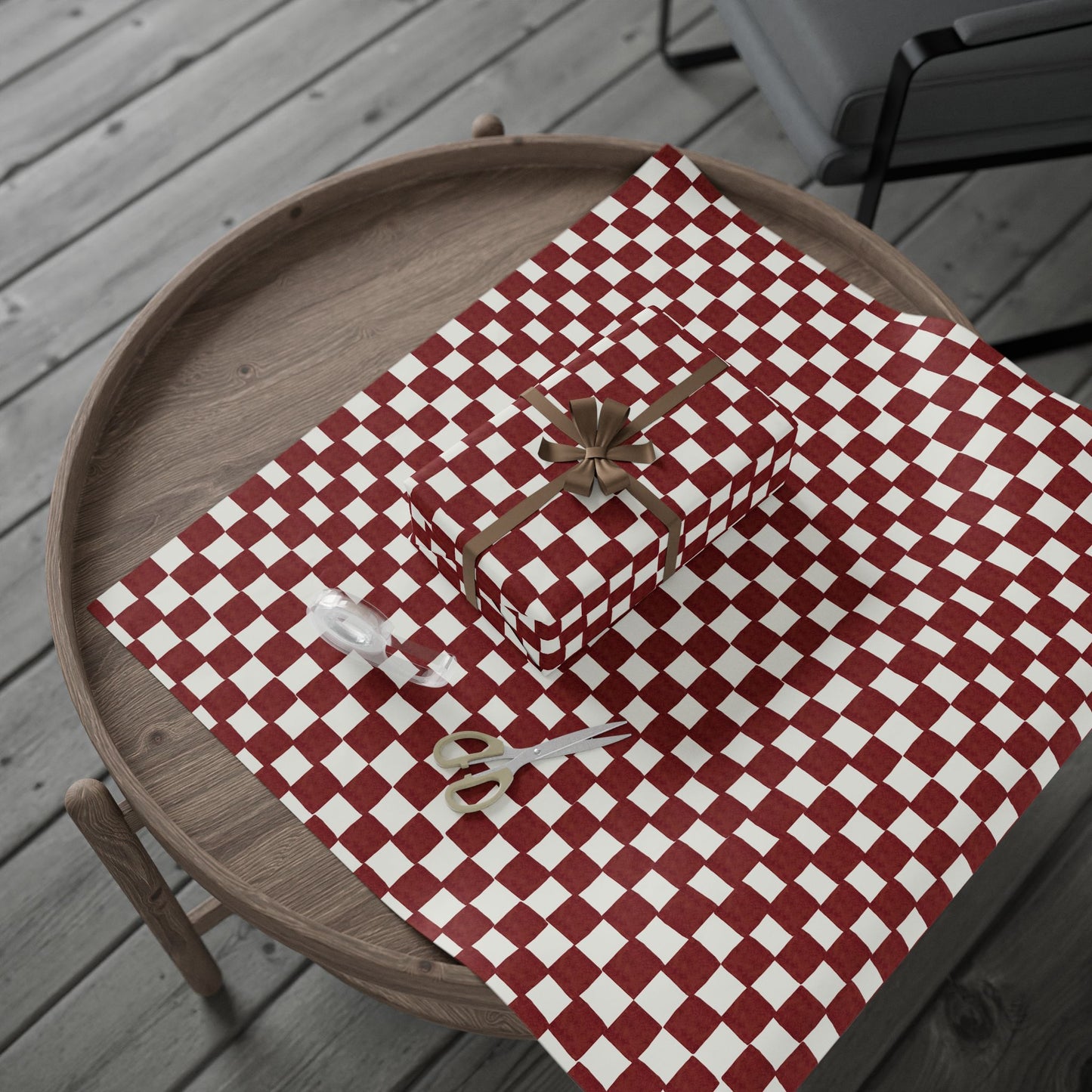 Red Checkered Wrapping Paper Roll
