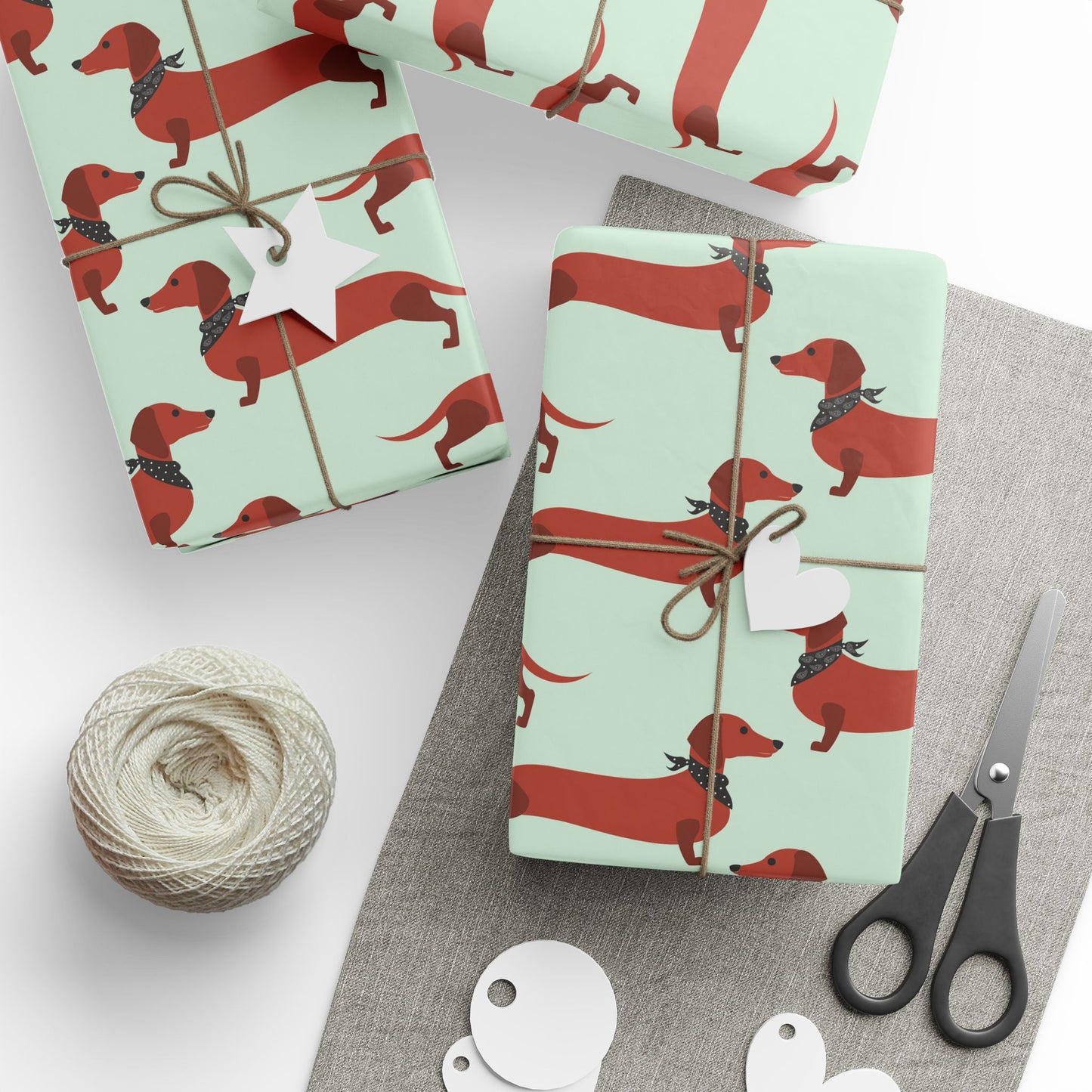Sage Weenie Dog With Bandana's Wrapping Paper