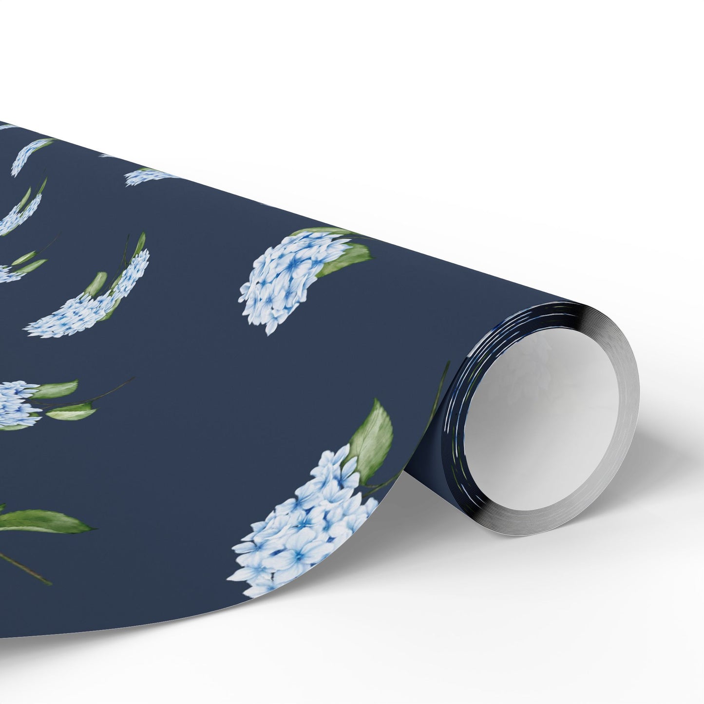 Navy Hydrangea Wrapping Paper Roll