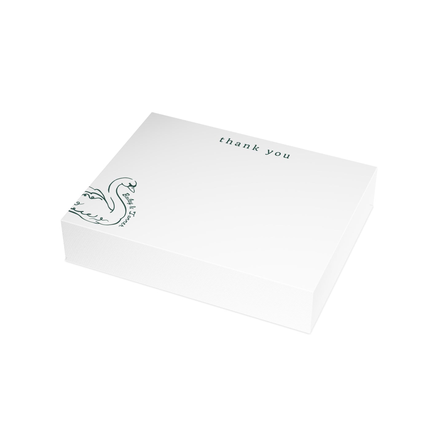 Swan Thank You Stationery with Envelopes, Custom Couple's Notecard Set, Engagement Gift, Bride to Be Thank You Cards