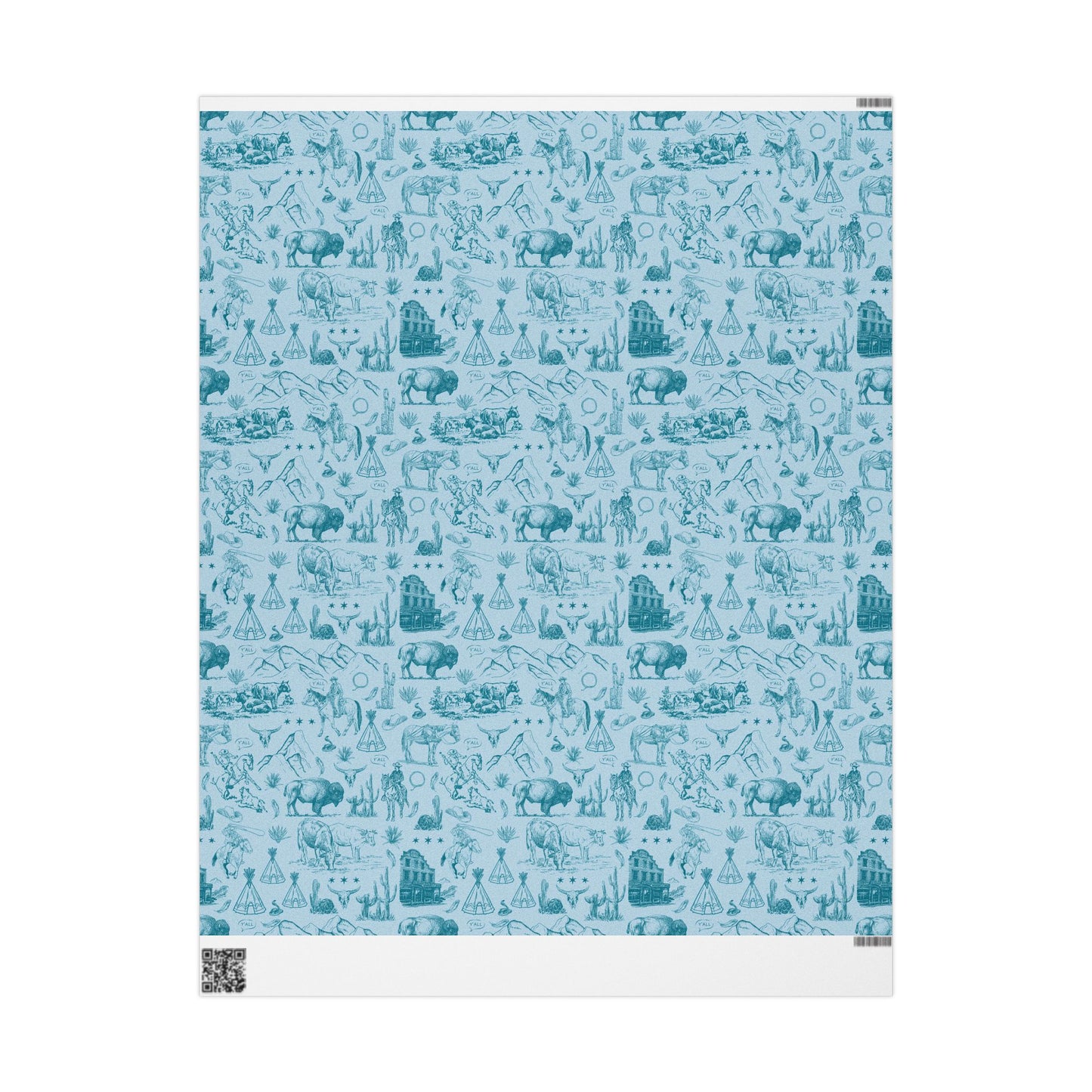 Turquoise Toile Western Wrapping Paper Roll