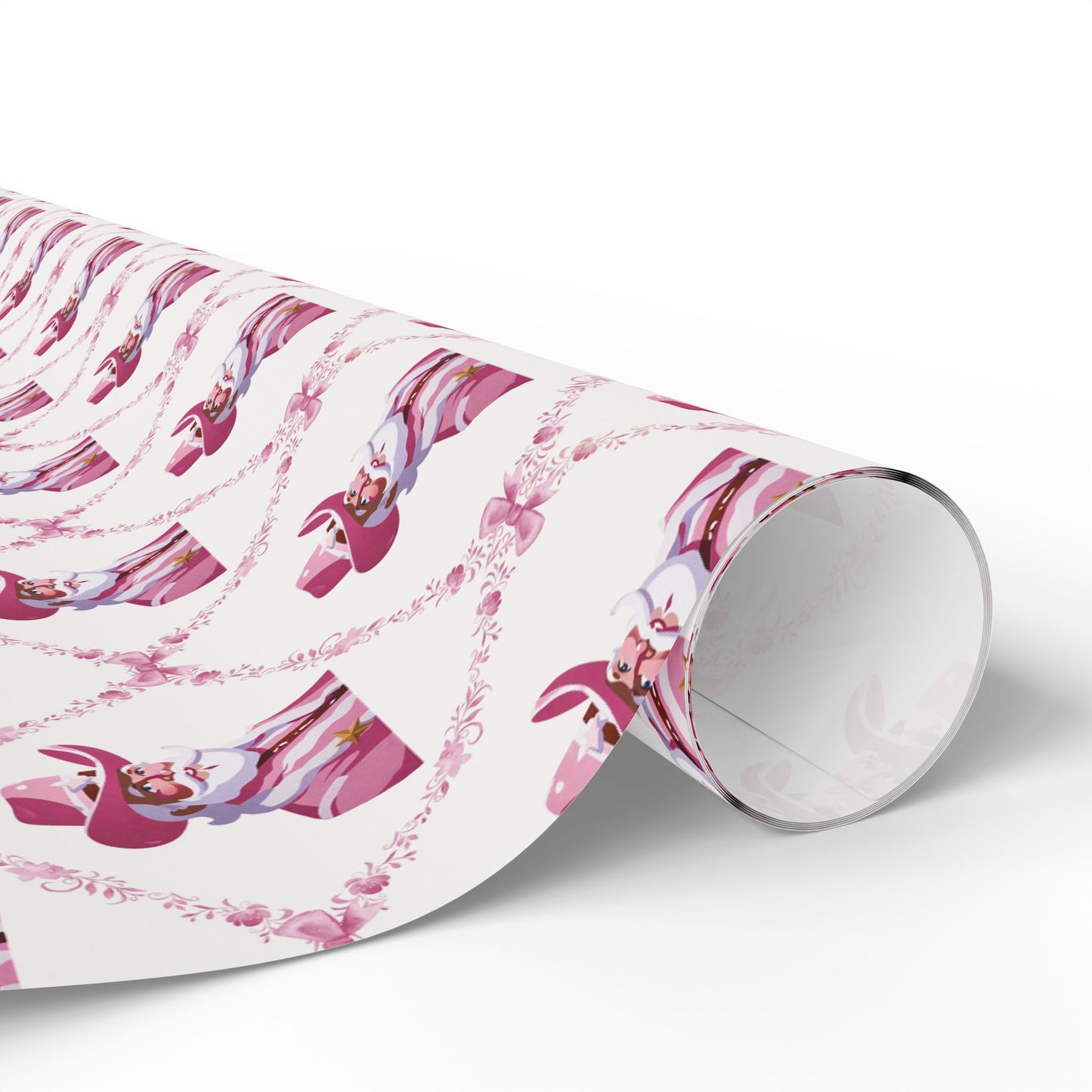 White Cowboy Santa Trellis Wrapping Paper Roll