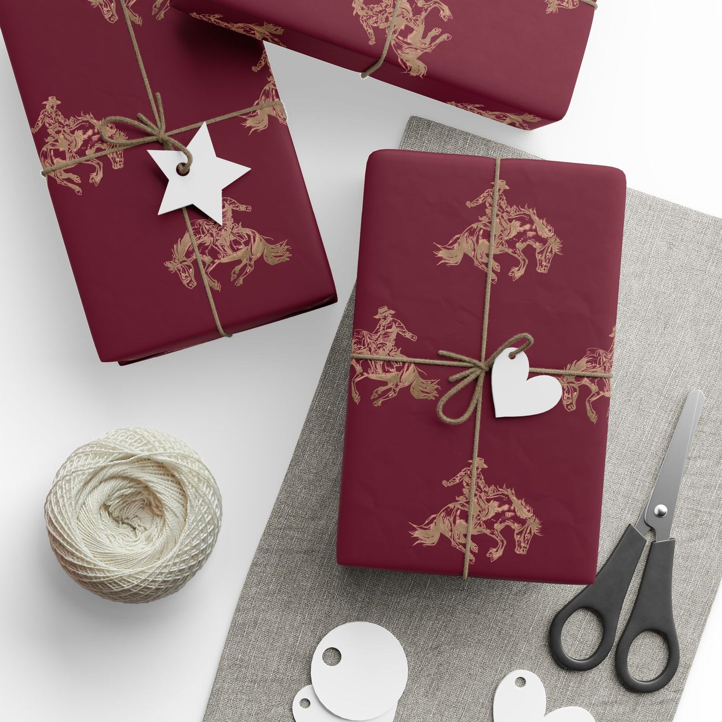 Crimson Cowboy Western Rodeo Wrapping Paper Roll