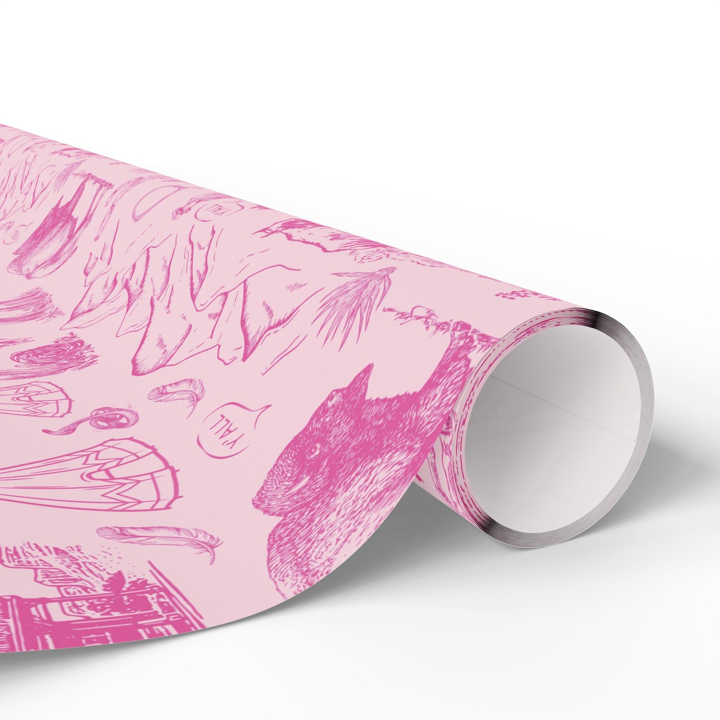 Pink Toile Western Wrapping Paper Roll