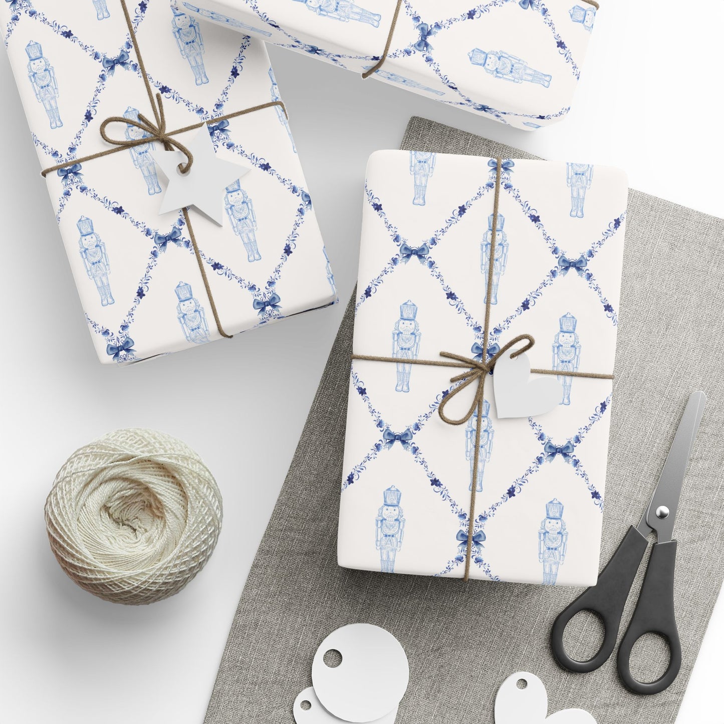 Nutcracker Blue Trellis Wrapping Paper Roll