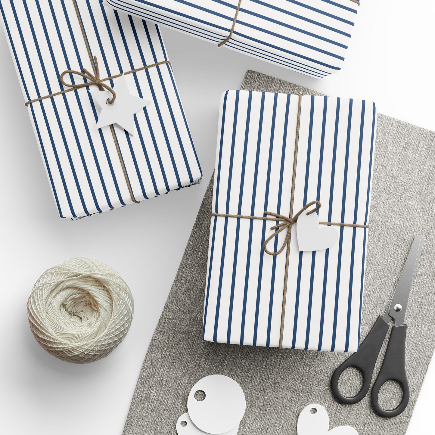 Navy Striped Wrapping Paper Roll
