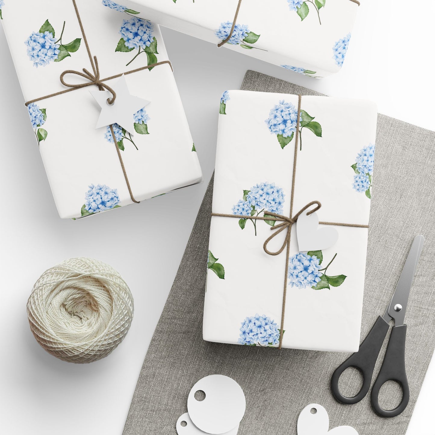 White  Hydrangea Wrapping Paper Roll