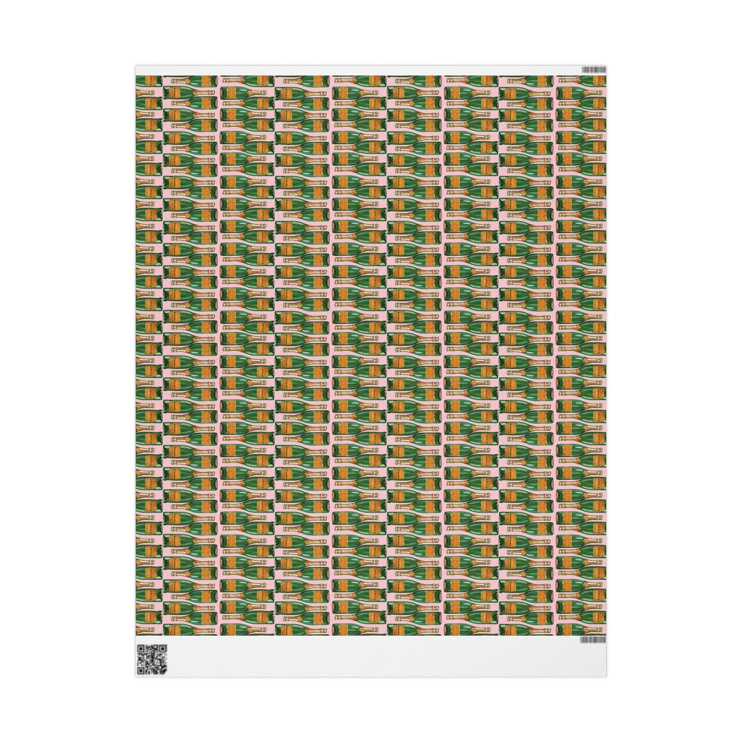 Champagne Bottle Wrapping Paper, Pink & Green Gift Wrap, Bridal Shower Wrapping Paper, Gift Wrap For Her
