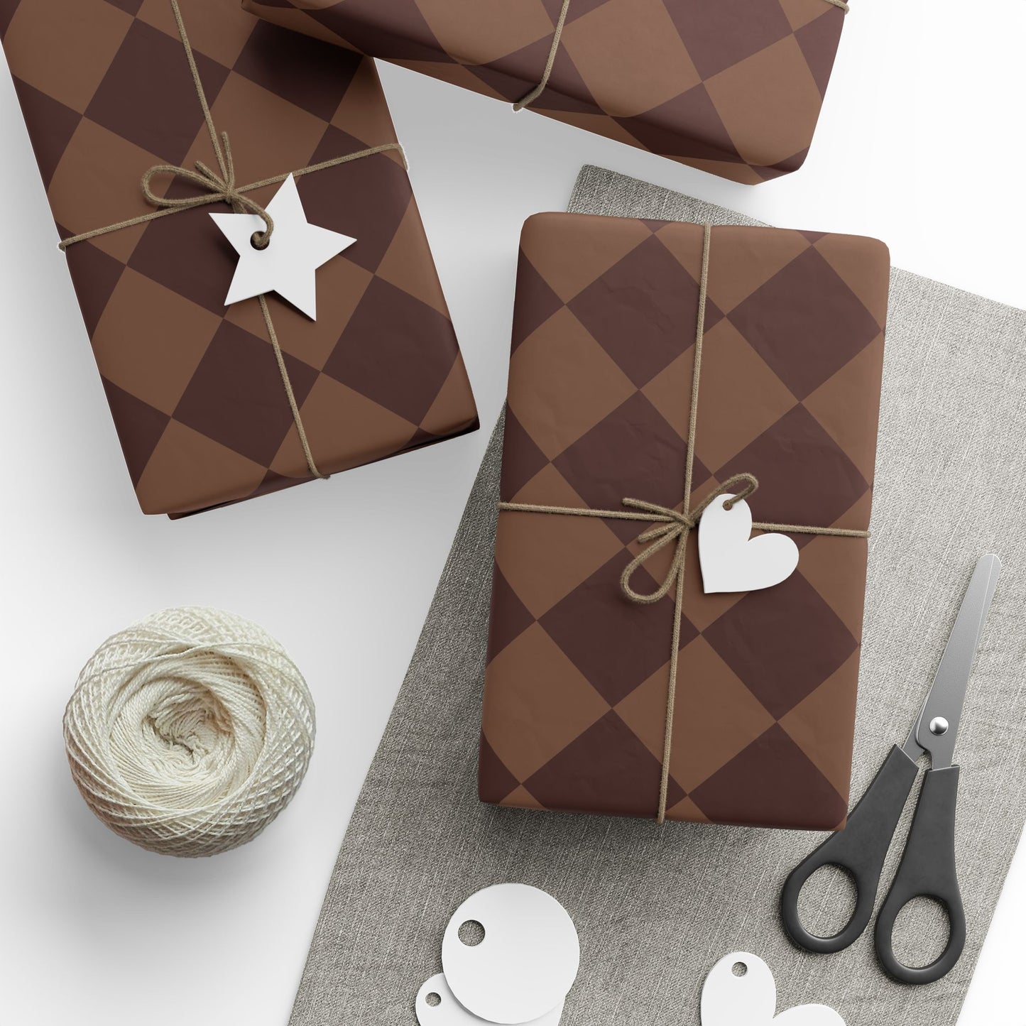 Brown Checkered Diamond Wrapping Paper Roll