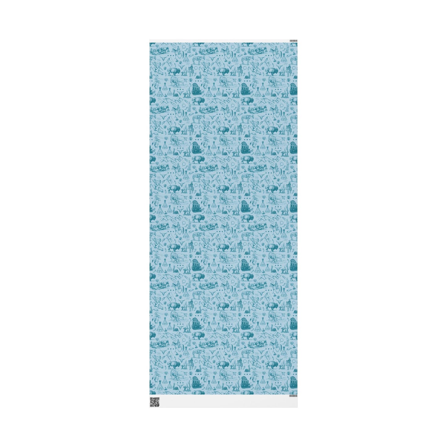 Turquoise Toile Western Wrapping Paper Roll