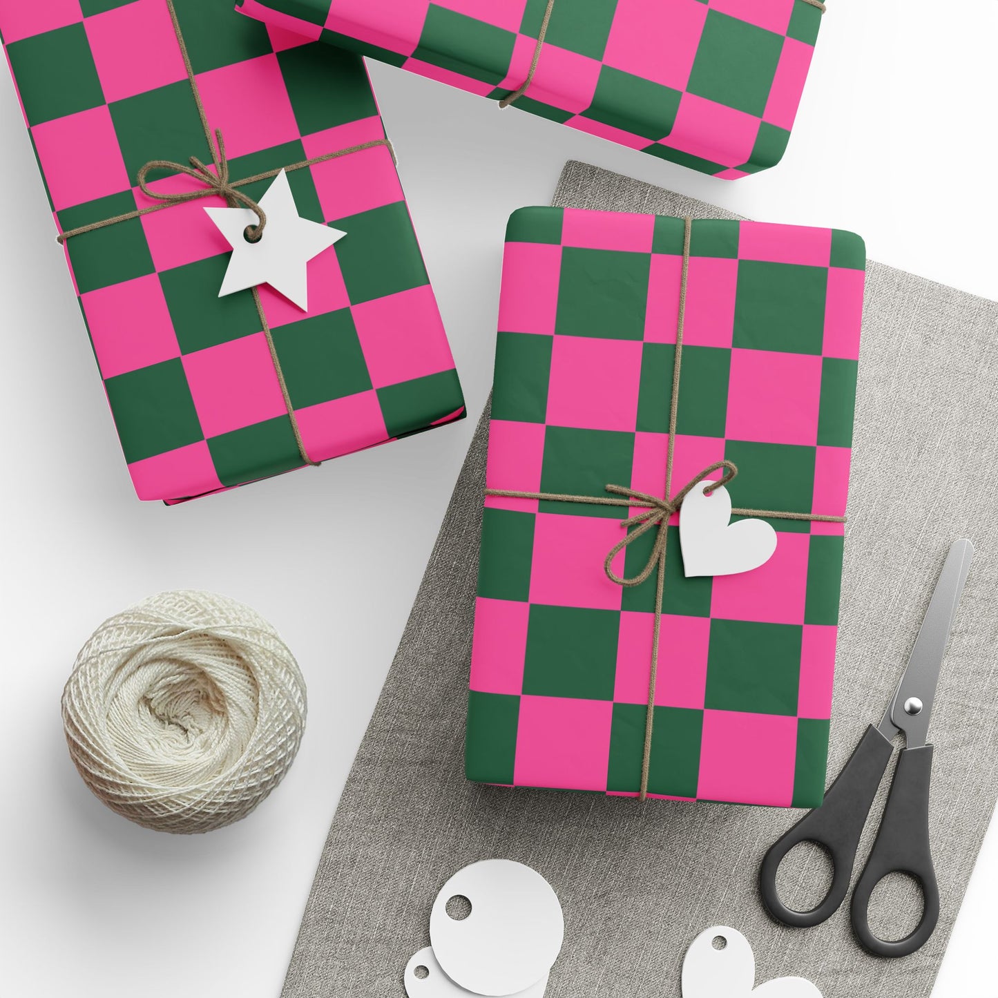 Magenta & Green Retro Checkered Wrapping Paper Roll