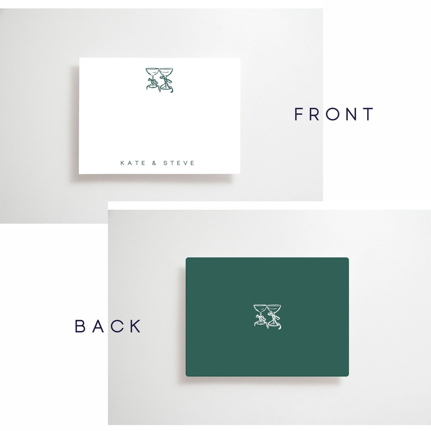 Green Coquette Glasses Couple Stationery Set on Uncoated Matte Paper