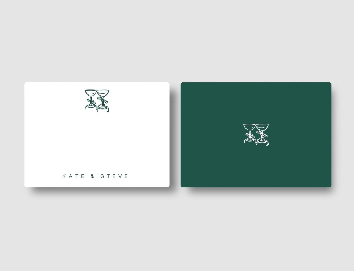Green Coquette Glasses Couple Stationery Set on Uncoated Matte Paper