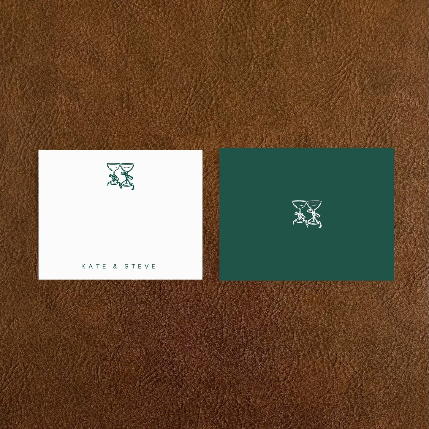 Green Coquette Glasses Couple Stationery Set on Uncoated Matte Paper