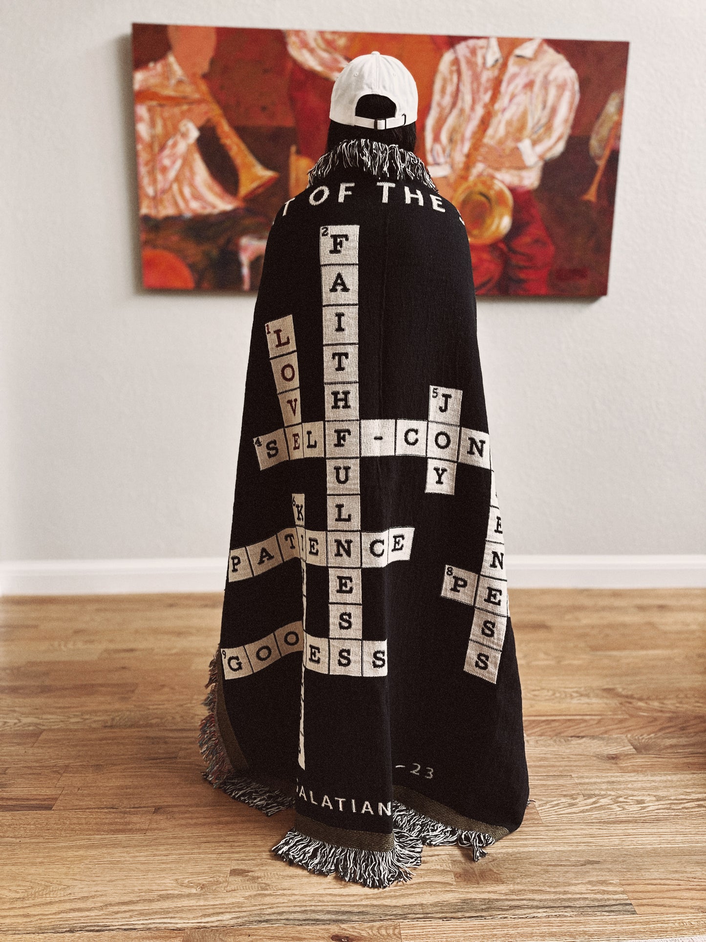 Fruit of the Spirit Crossword Woven Blanket, Housewarming Gift, Father's Day Gift