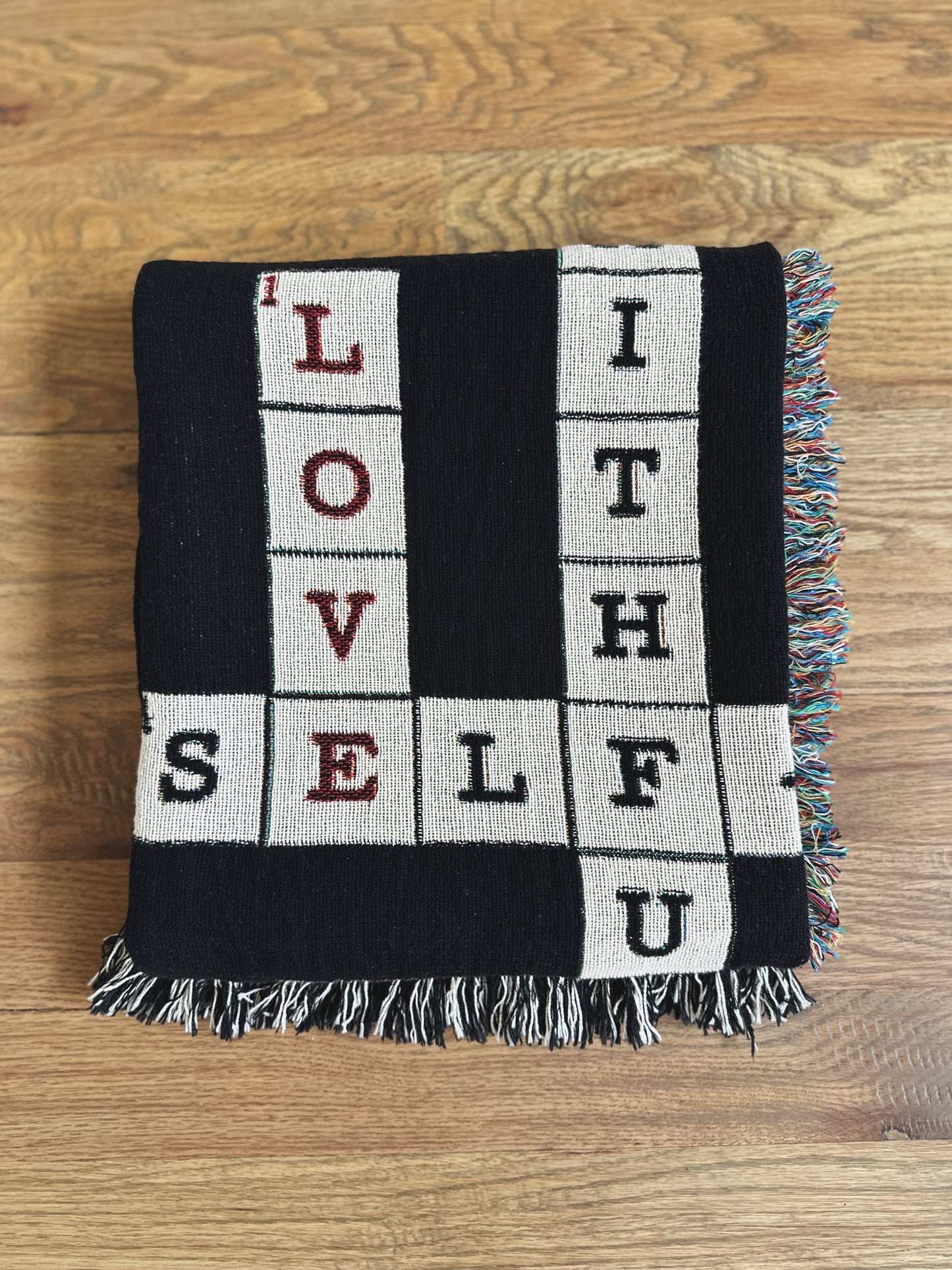 Fruit of the Spirit Crossword Woven Blanket, Housewarming Gift, Father's Day Gift