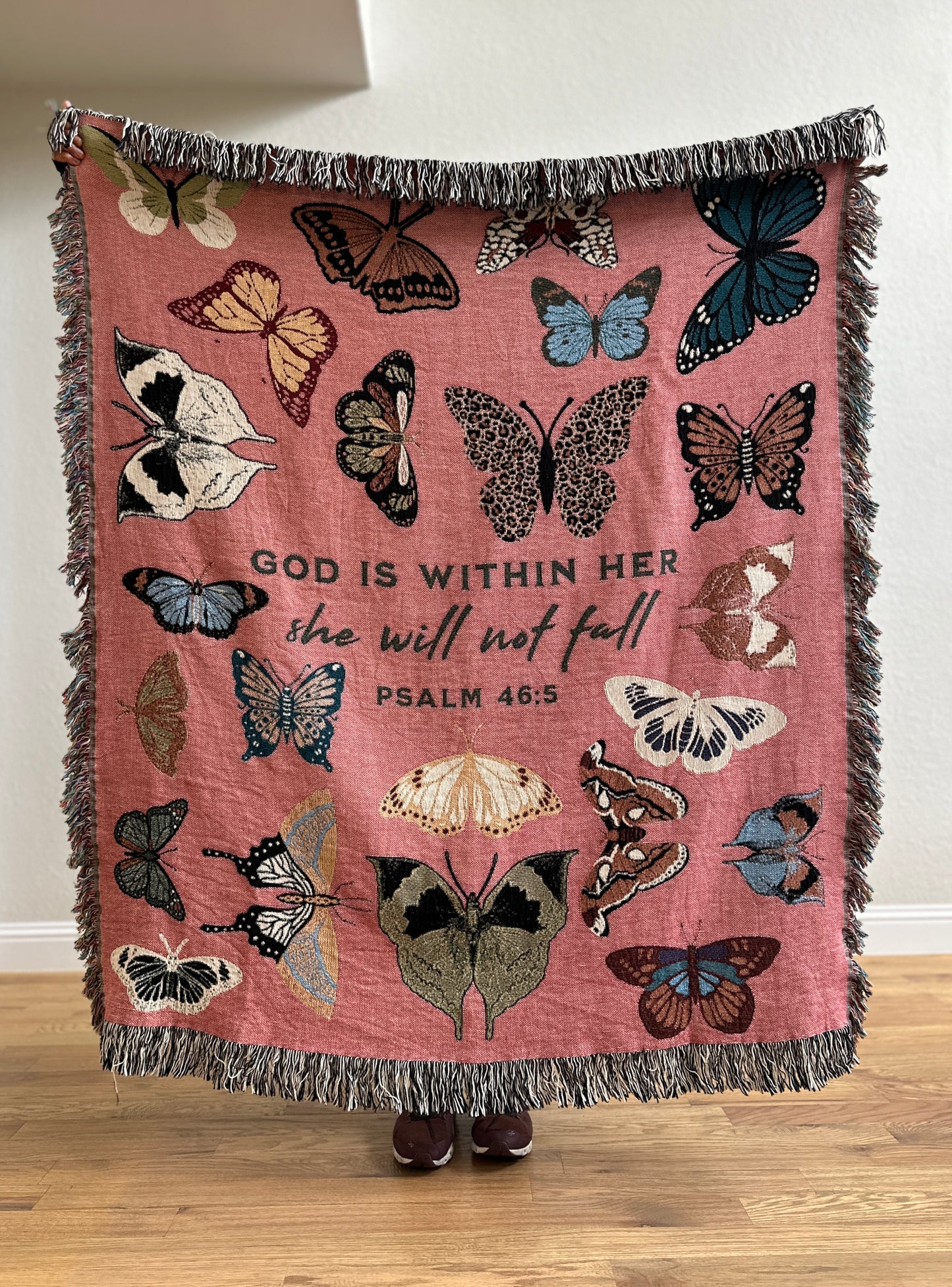 Butterfly Psalms 46 Woven Blanket, Gift For Her