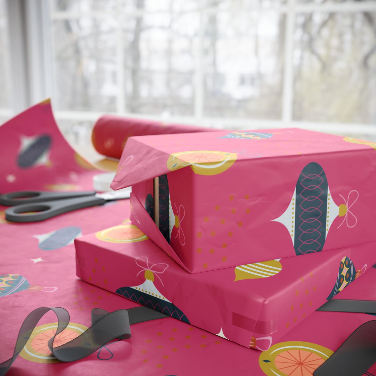 Mid Century Ornaments Wrapping Paper Roll