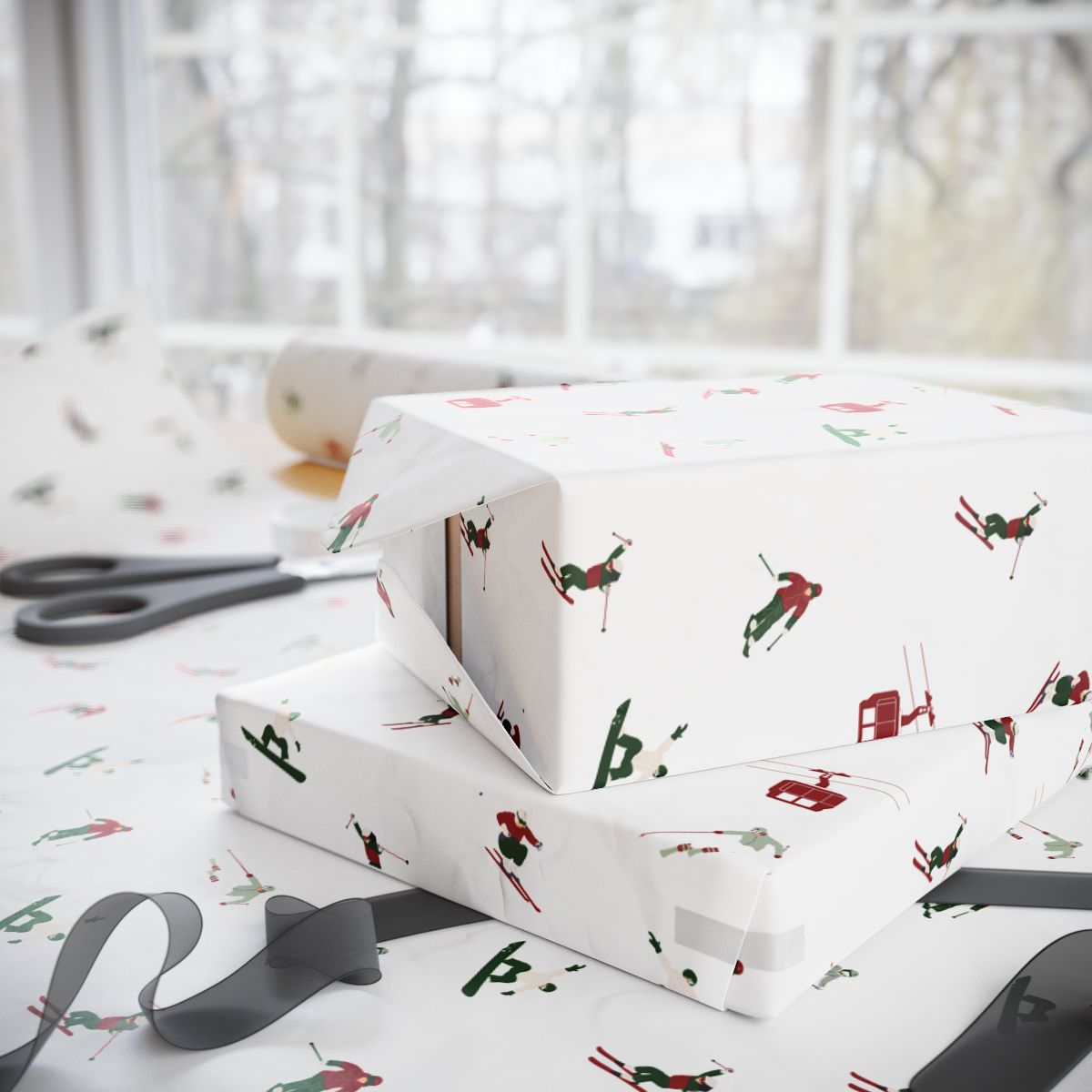 Mountain Snow Skiing Wrapping Paper