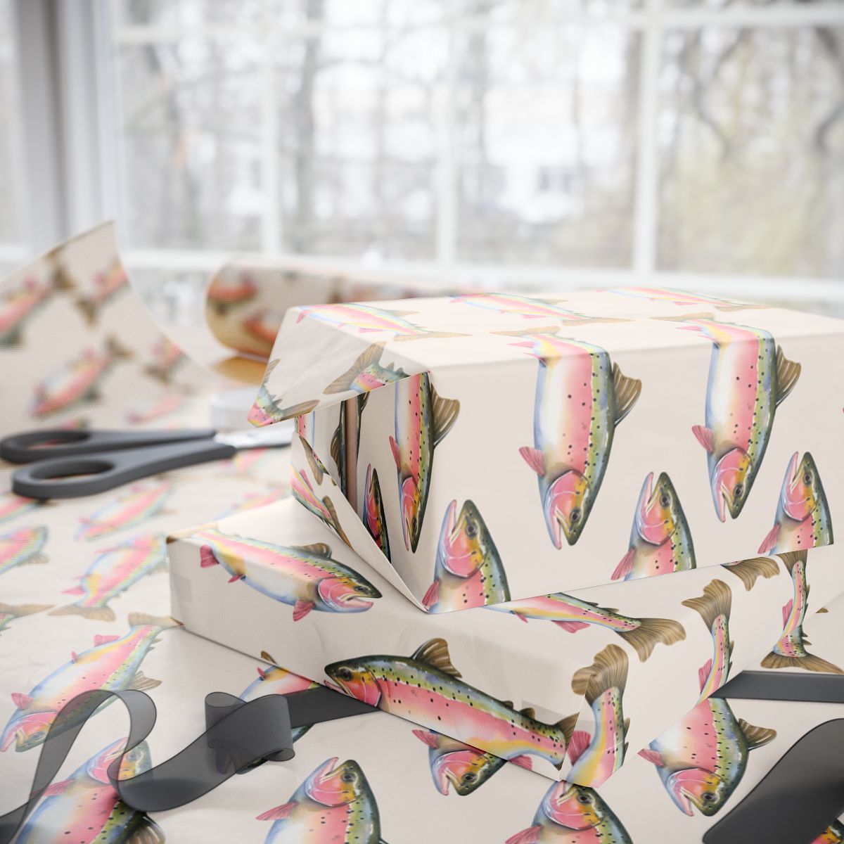 White Rainbow Trout Wrapping Paper Roll