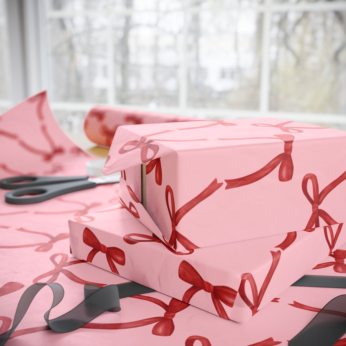 Pink & Red Bow Coquette Wrapping Paper