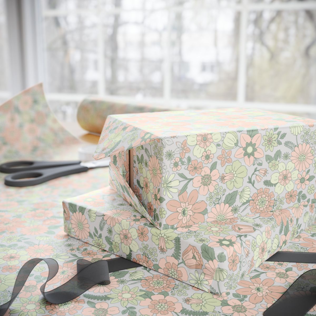 Soft Floral Wrapping Paper Roll
