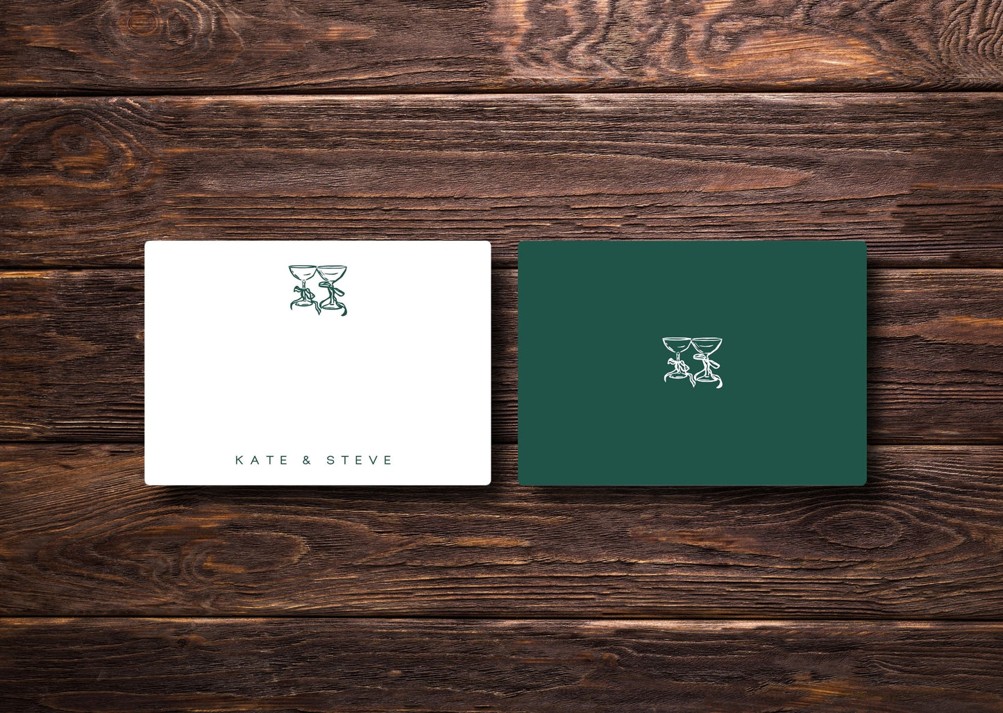 Green Coquette Glasses Couple Stationery Set on Uncoated Matte Paper